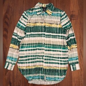 3/$12 Green and Yellow Striped Button-Up Shirt